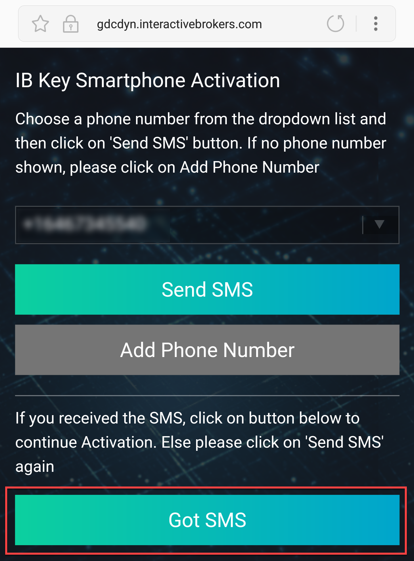 SMS ricevuto, toccare SMS ricevuto
