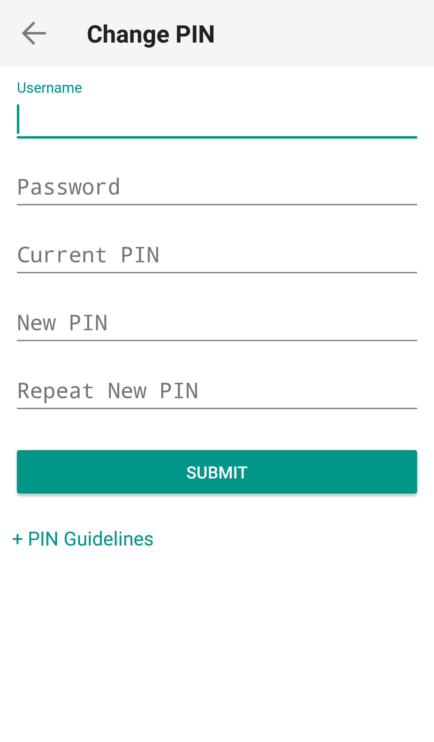 IB Key, enter SMS Code and tap Submit Pin Change