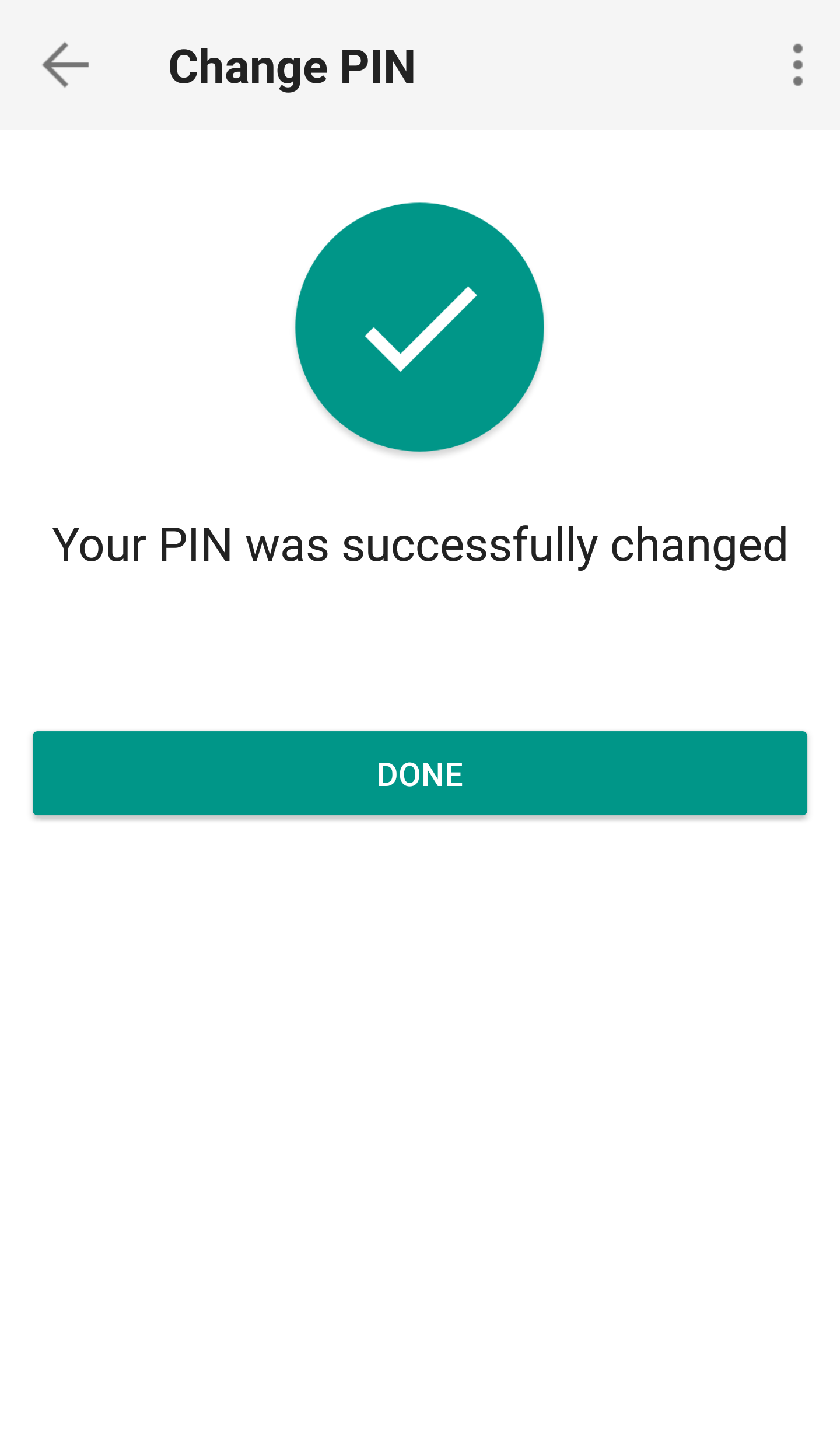 IB Key, PIN change successfully processed, tap Go to start page