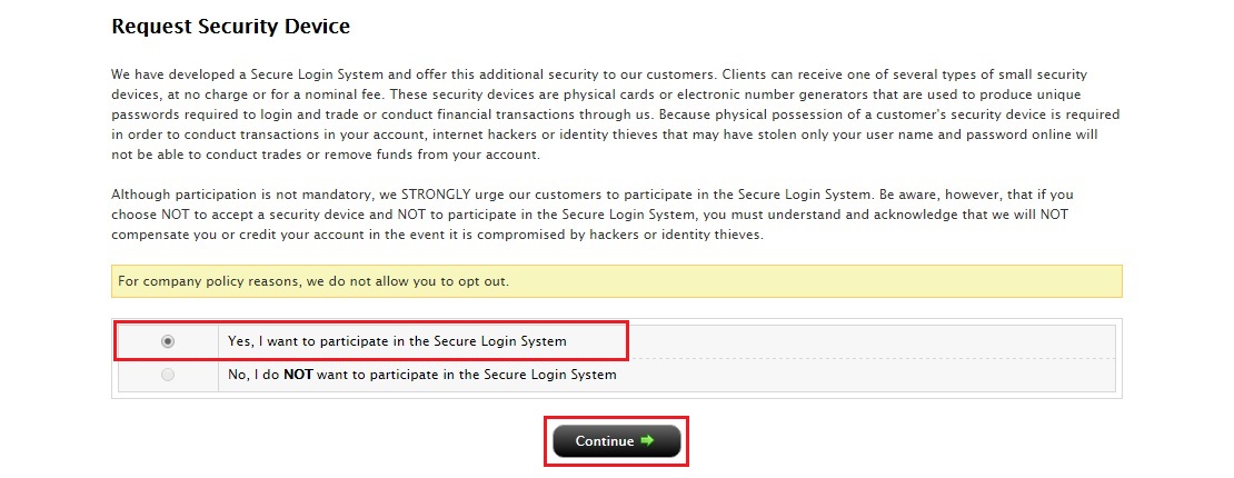 Request Security Device