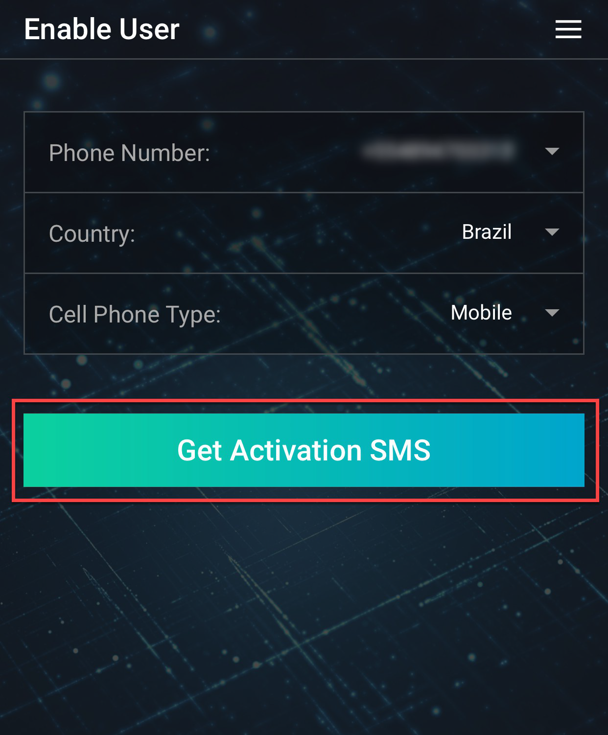 IB Key - Haga clic para obtener SMS de activación