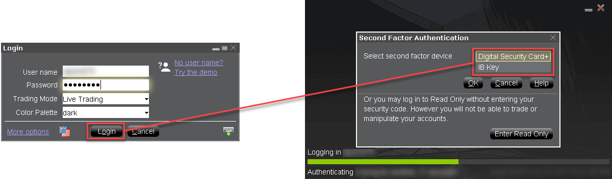 TWS Login -> Select Two Factor Device