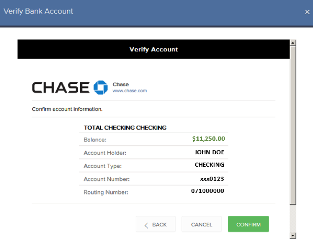 chase bank information bitstamp